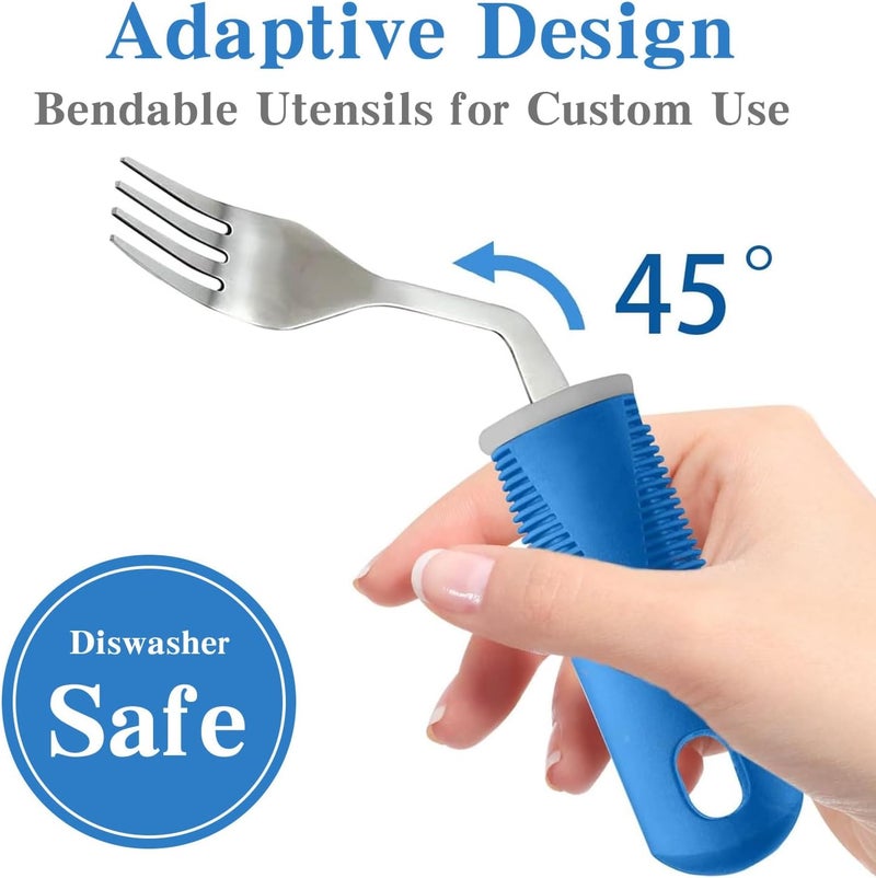 pegirra Adaptive Utensils (3-Piece) - Bendable Adaptive Utensils Weighted Stainless Steel Set, Non-Slip Handles for Hand Tremors, Arthritis, Disabled People,Parkinson’s or Elderly,Knives, Fork, Spoons - Image 4